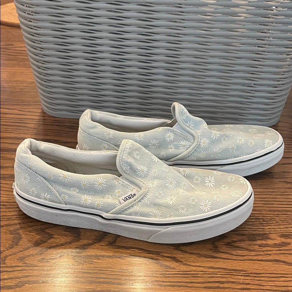 Vans Light Blue Floral Slip-On Sneakers
